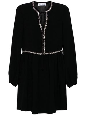 Dice Kayek crystal-embellished long-sleeve minidress - Black