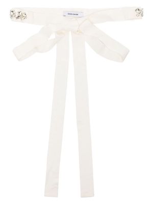Dice Kayek crystal-embellished self-tie belt - White