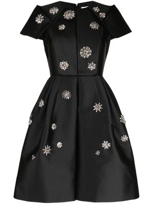Dice Kayek crystal-embellished short-sleeve dress - Black