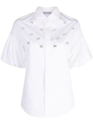 Dice Kayek crystal-embellished short-sleeved shirt - White