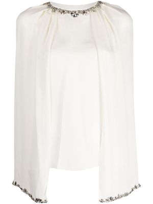 Dice Kayek crystal-embellished silk top - White