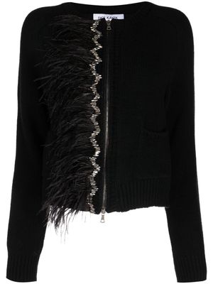 Dice Kayek crystal-embellished zip-up cardigan - Black
