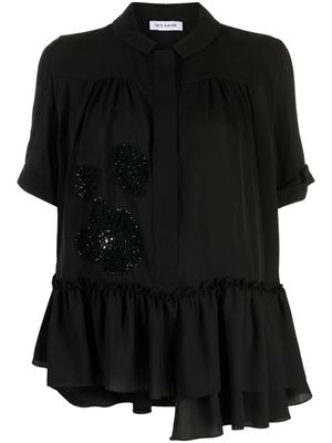 Dice Kayek floral-embroidered silk shirt - Black