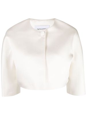 Dice Kayek round-shoulder cropped jacket - White