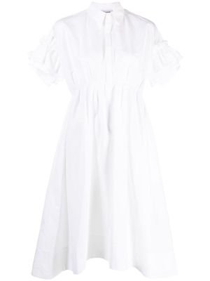 Dice Kayek ruffled-trim cotton midi shirtdress - White