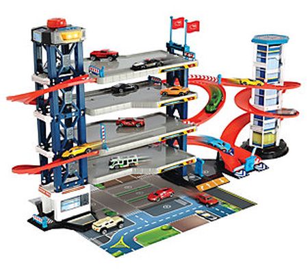 Dickie Toys HK Parking Garage Playset With 4 Di e-Cast Cars