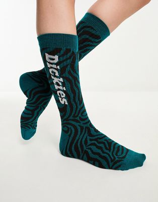 Dickies clackamas socks in off white zebra print-Multi