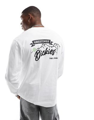 Dickies Dighton long sleeve t-shirt with left chest logo in white