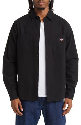 Dickies Duck Cotton Canvas Button-Up Shirt in Stonewashed Black