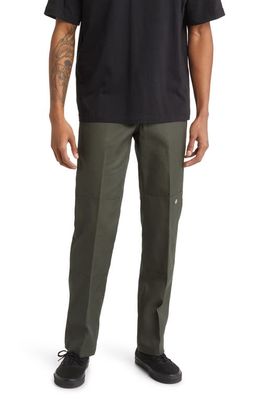 Dickies Flat Front Double Knee Pants in Olive Green