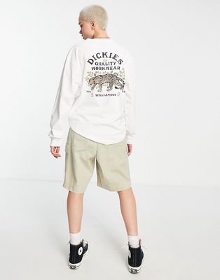 Dickies Fort Lewis back print long sleeve T-shirt in white