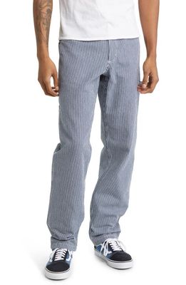 Dickies Garyville Hickory Stripe Straight Leg Carpenter Pants in Ecru/Airforce Blue