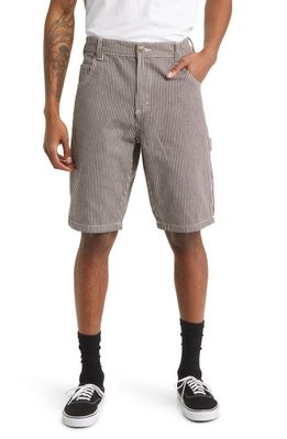 Dickies Hickory Stripe Cotton Canvas Carpenter Shorts in Ecru/Brown