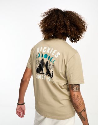 Dickies Kerby wolf back print T-shirt in beige-Neutral