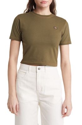 Dickies Maple Valley Stretch Cotton Crop T-Shirt in Military Green/Nugget Stitch