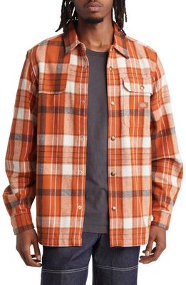 Dickies Nimmons Plaid Flannel Snap-Up Shirt in Nimmons Check Bombay Brown