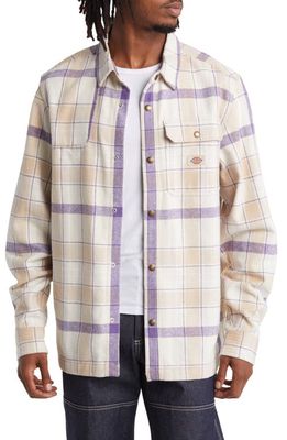 Dickies Nimmons Plaid Flannel Snap-Up Shirt in Nimmons Check Light Base