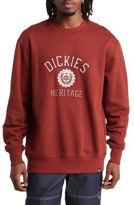 Dickies Oxford Logo Appliqué Crewneck Sweatshirt in Fired Brick