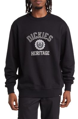 Dickies Oxford Logo Appliqué Crewneck Sweatshirt in Knit Black