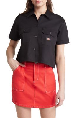 Dickies Short Sleeve Crop Work Shirt in Black