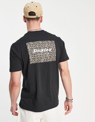 Dickies Silver Firs back print box leopard t-shirt in black
