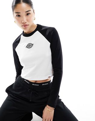 Dickies Sodaville long sleeve T-shirt in white and black