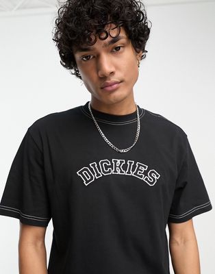 Dickies west vale embroidered varsity logo t-shirt in black