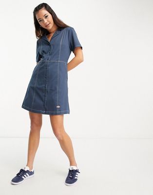 Dickies Whitford dress in blue-Navy