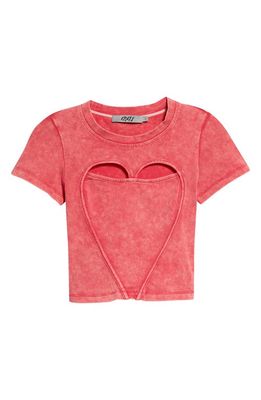 DIDU Heartshape Cutout Cotton T-Shirt in Pink