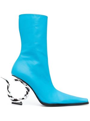 Didu Hook-Heel XX 95mm pointed leather boots - Blue