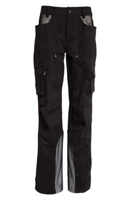 DIDU Mixed Media Stretch Cotton Cargo Pants in Black