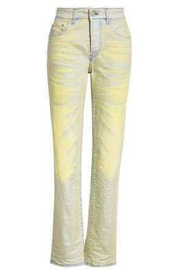 DIESEL 1989 D-Mine Laminated Denim Jeans in Yellow