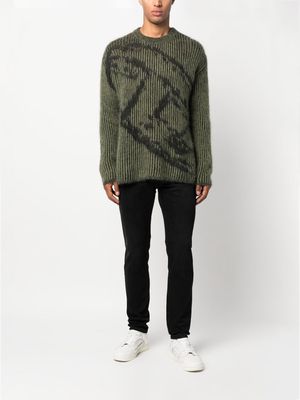Diesel abstract-knit ribbed jumper - Green