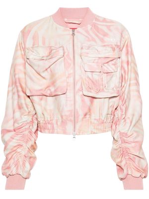 Diesel abstract-print cropped bomber jacket - Pink