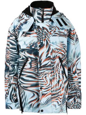 Diesel abstract-print puffer jacket - Blue