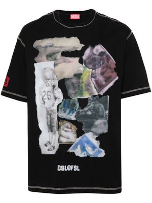 Diesel airbrush-print cotton T-shirt - Black
