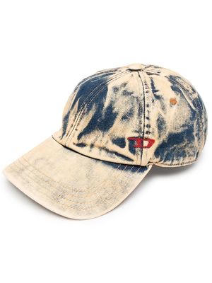 Diesel bleached logo-embroidered cap - Blue