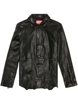 Diesel button-up leather jacket - Black
