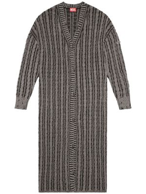 Diesel cable-knit chenille maxi cardigan - Grey