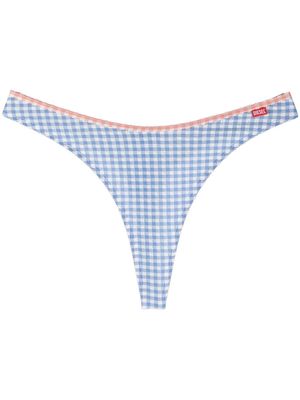 Diesel check-print thong bikini bottoms - Blue
