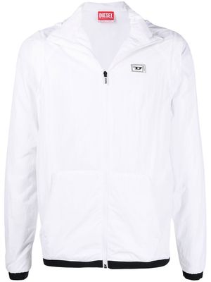 Diesel chest logo-patch hooded jacket - White