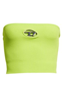DIESEL Clarksvillex Logo Embellished Cutout Rib Tube Top in Lime/Green