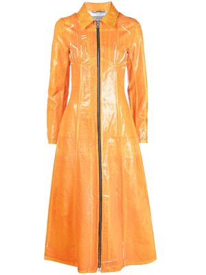 Diesel coated denim long-line coat - Orange