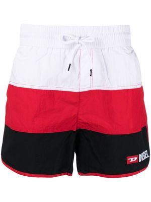 Diesel colour-block panel swim shorts - White