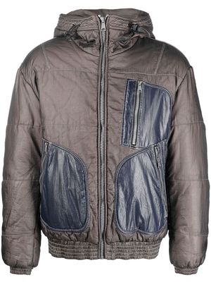 Diesel contrast-pocket hooded jacket - Grey