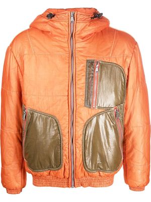 Diesel contrast-pocket hooded jacket - Orange
