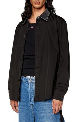 DIESEL Cotton Poplin Button-Up Shirt in Black