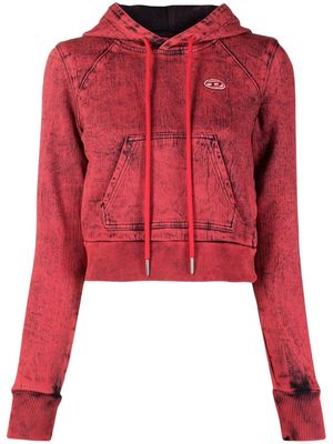 Diesel cropped overdyed hoodie - Red