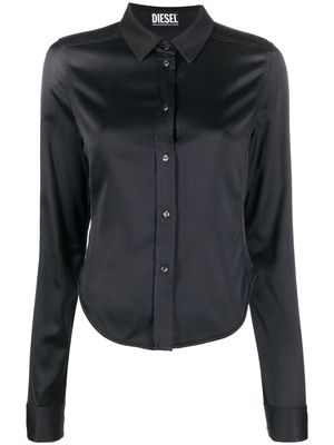 Diesel curved-hem long-sleeve shirt - Black
