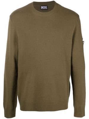Diesel cut out-logo knitted jumper - Green